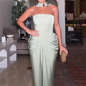 Vestidos Largos Plisados de Alta Gama para Mujer, sin Tirantes, con Cintura Definida, a la Moda - Product Image 3