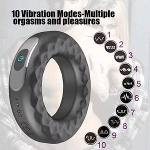 Anneau vibrant rechargeable à 10 vitesses pour homme, retardateur d'éjaculation, anneau de précision pour pénis - Product Image 2