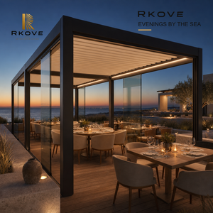 Pérgola de Aluminio Motorizada para Exteriores RKOVE RK-S2 5x8m, Personalizable, con Paneles de Vidrio y LED, para Terrazas de Resorts Globales - Product Image 4