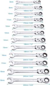 4 piezas de cabeza fija 6-24mm llave de combinación de trinquete herramienta de mano de reparación de Llave de trinquete métrica - Product Image 3