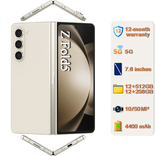 Unlocked 100% Original Mobile Phones Z Fold5 256GB [50MP Camera] [7.6 Inches] Foldable 5G Smartphone Z Fold5 A+ Quality