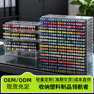 Transparent Marker Storage Box Square Plastic Pen Holder Large Capacity Desktop Organizer For Art Supplies - Product Image 5