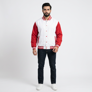 Varsity Letterman <b>for</b> <b>Men</b> <b>Baseball</b> Bomber <b>Jacket</b> with Stand Collar and Front Logo Breathable Winter Wool/Viscose Varsity <b>Jacket</b> - Product Image 1