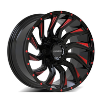 Rines de Aleación Kipardo Todoterreno de 15, 17, 18 y 20 Pulgadas, 5 y 6 Birlos, Diseño de Rayos en Espiral, Color Rojo Fresado, para Jeep Wrangler 4x4