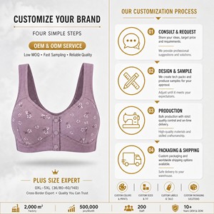 Reggiseni in <span class=keywords><strong>Cotone</strong></span> Senza Cuciture <span class=keywords><strong>100</strong></span>% <span class=keywords><strong>Cotone</strong></span>, Coppe Grandi, Taglie Forti, Chiusura Frontale, Senza Ferretto, Copertura Totale con Fodera in <span class=keywords><strong>Cotone</strong></span> - Product Image 5
