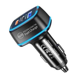 شاحن سيارة جديد سريع بثلاثة منافذ USB-C بقوة 42 واط و25 واط، يعمل بجهد 12-32 فولت، مزود بمنفذي PD، لهواتف آيفون 15 و14 و13 و12 برو ماكس - Product Image 1
