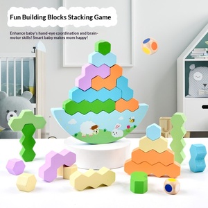 <span class=keywords><strong>Jeu</strong></span> d'empilage éducatif <span class=keywords><strong>en</strong></span> <span class=keywords><strong>bois</strong></span> pour enfants, jouet de table interactif pour garçons et filles, construction de tours parent-enfant - Product Image 3