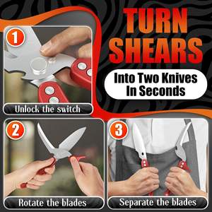 Ciseaux à poulet Liberhaus en métal, lames dentelées antidérapantes, verrou de sécurité, outil de découpe de viande et de volaille - Product Image 6