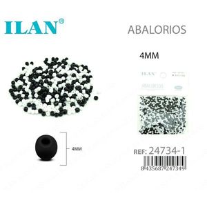 Perline rotonde nere e bianche da 4 mm di Ilan Abalorios per la creazione di gioielli - Product Image 1