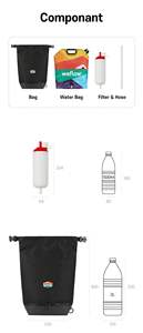 Sistema de filtro de agua por gravedad de 8L para camping, bolsa plegable, purificador de alto flujo para exteriores, para excursiones en grupo y base de acampada, almacenamiento compacto - Product Image 5