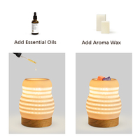 Chauffe-cire en céramique, diffuseur de bougie d'huile, diffuseur d'aromathérapie, Base en bois, lampe de Table, diffuseur de parfum en céramique