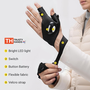 Sáng cao dẫn ánh sáng dẫn ánh sáng Găng tay với hộp màu đêm găng tay không thấm nước với vải linh hoạt với pin bên trong - Product Image 2