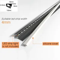 Profilé LED linéaire en aluminium à montage en surface, faisceau oblique, diffuseur invisible, canal de rétroéclairage pour armoire, tube lumineux, bande lumineuse