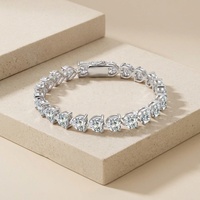 Bracelet Tennis de Luxe Scintillant en Argent Sterling 925 pour Femme, Bijou Fin pour Soirée, Moissanite VVS1 6,5 mm 1 carat, Coupe Cœur, Plein Moissanite