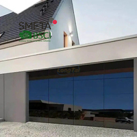 Porte de garage sectionnelle en verre trempé sur mesure LongTai, vente en gros d'usine, cadre en aluminium sans cadre, verre miroir noir