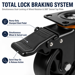 Spoke Casters, 3/<b>4</b>/5 <b>Inch</b> Swivel Wheels with Brakes, Pulley Set for Trolleys, Furniture and Shelves - Product Image 5