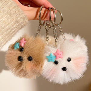 Porte-clés en peluche de chiot poméranien promotionnel en gros, vente directe d'usine, porte-clés en peluche d'animal, porte-clés en peluche personnalisé mignon - Product Image 3