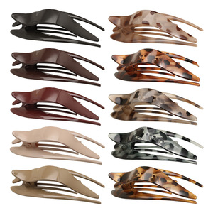 Vendita calda di 9.5cm/13cm forcella piatta ovale tinta unita in plastica opaca fermaglio per capelli a coda di rondine leopardo Non Slip artigli di coda di cavallo - Product Image 6