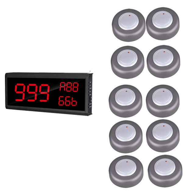 Queue Call Wireless Calling System for Fast Food Restaurant, Cafe, and Bar with Call Button Display Pager at the Counter