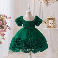 Robe longue superposée style Lolita à manches carrées bouffantes pour filles, idéale pour les fêtes d'enfants, les mariages et les cérémonies de princesse - Vente en gros usine