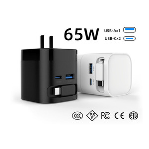 65W充電器ブロック格納式Cケーブルデュアルポート旅行GAN充電器PD PPS高速折りたたみ式壁充電器 - Product Image 2