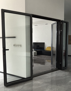 Puerta Doble <span class=keywords><strong>para</strong></span> Vestíbulo de Hotel, Puerta de Entrada Abatible de Aluminio con Rotura de Puente Térmico y Vidrio Templado, Moderna, con 5 Años de Garantía, <span class=keywords><strong>para</strong></span> Escuelas y Salas de Estar - Product Image 5