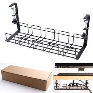 Under Desk Cable Organizer Rack Black <b>Hook</b> Type 1 Layer Multifunctional Office Storage <b>Shelf</b> For Cable Management - Product Image 3