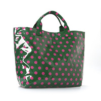 Sac fourre-tout d'été vintage à pois en vinyle PVC transparent imperméable, grande capacité, durable, pour la plage, les voyages, la piscine, le shopping et les courses