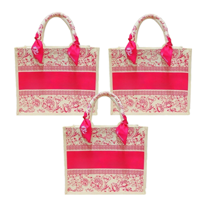 Épicerie écologique vierge personnalisée sac en toile de jute de grande capacité imprimé à la mode sacs fourre-tout en toile de jute en coton pour femmes fabriqués au Vietnam - Product Image 4