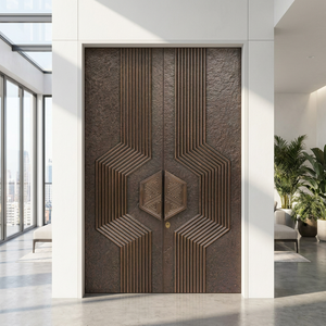 <span class=keywords><strong>Porte</strong></span> d'entrée résidentielle en cuivre, chef-d'œuvre sur mesure, inspirée de l'Art déco, élégante, sophistiquée, finition peinte à la main - Product Image 1