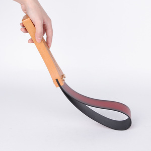 Leather Paddle Wooden Handle Red Cowhide Spanking <b>Tool</b> For Adult Use Unisex SM Discipline <b>Toy</b> - Product Image 2