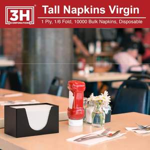 Tovaglioli di Carta Bianchi Piegati 3H, Monouso, 10000 Pezzi (20 Confezioni, 500/Confezione) 1 Velo, Piegatura 1/6, Confezione Grande per Ristoranti, Buffet, Caffetterie, Ricarica - Product Image 6