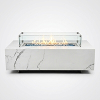 Table de foyer rectangulaire en ciment renforcé de fibres, gris, au propane, résistante aux hautes températures, avec allumage automatique
