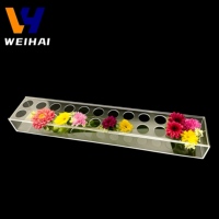 Boîte à fleurs en acrylique transparent personnalisé/Vase-Affichage floral rempli d'eau avec impression de logo (OEM/ODM)