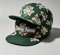 Casquette Snapback OEM 6 panneaux avec imprimé floral intégral, logo brodé 3D en relief personnalisé, usine BSCI pour les grossistes, faible MOQ, prix compétitif