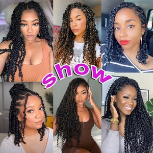 ผมถักเปียสังเคราะห์แบบ Passion Twist สำหรับผู้หญิงผิวสีดำ ผมถักเปียแบบ Pre-Looped พร้อมปลายผมหยิก - Product Image 6
