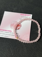 Pulsera de Cuentas de Cuarzo Rosa Natural de 4mm al por Mayor con Tarjetas y Logotipo Personalizado, Pulsera al por Mayor