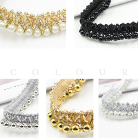 Accessoires de bricolage bon marché 15mm de large or rideau tissu dentelle décoration vêtements couture perle perlée tressée dentelle garniture pour costume