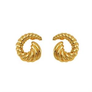 Women's Stainless Steel Earrings With 18K Gold Plating Trendy Spiral <b>Titanium</b> Steel Design Simple Personality Fashion Jewelry - Product Image 1