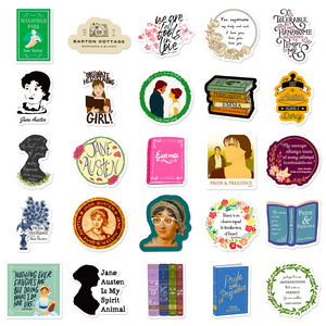 50 autocollants esthétiques avec citations de romans de célèbres écrivaines britanniques, y compris Jane Austen - Product Image 5