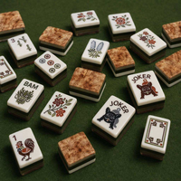Tuiles de Mahjong Américaines de Luxe en Acrylique à Quatre Couches Effet Bois, Jeu pour 4 Personnes, Durables, Idéales pour les Réunions entre Amis et Famille, 160 Tuiles