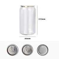 Canette en plastique PET transparente de 350 ml avec couvercle en aluminium facile à ouvrir pour thé à bulles, jus, dessert, gâteau