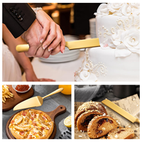 Ensemble couteau et spatule à gâteau en acier inoxydable, manche long, coupe-dessert, spatule à pizza, couteau à pain pour mariage, anniversaire, pâtisserie