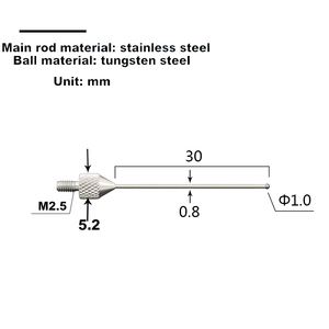 Altimetro sonda a sfera, sonda manometro, penna di misurazione micrometrica, M2.5/# 4-48UNF, sonda a sfera rubino, sonda a sfera in carburo di tungsteno - Product Image 6