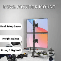 Nuevo Soporte de Brazo Doble para Monitor de Aleación de Acero para Pantallas de 17-32 Pulgadas, Giro de 90°, Inclinación de 40°, Altura Ajustable, Abrazadera/Anillo de Sujeción, Cable