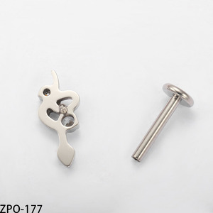 เครื่องประดับเจาะแฟชั่น VIEN Jewellery ZPO-177 ทำจากไทเทเนียม ASTM F136 รูปทรงเปลือย ประดับเพชร CZ แบบหลังแบน สำหรับเจาะริมฝีปาก จมูก - Product Image 2