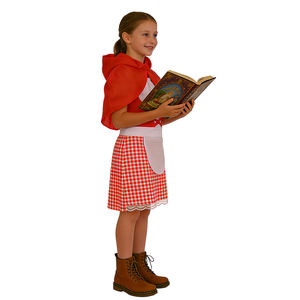 Costume d'inspiration conte <span class=keywords><strong>de</strong></span> fées pour enfant, origine usine, avec détail tablier, pour événement créatif, choix du créateur <span class=keywords><strong>de</strong></span> costumes, Costume <span class=keywords><strong>de</strong></span> Cendrillon rouge - Product Image 1