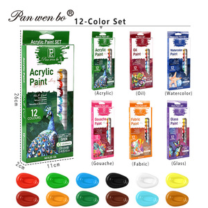 Ensemble de peintures <span class=keywords><strong>pour</strong></span> verre Panwenbo, 6/12 couleurs, 12 ml, non toxiques, à base d'eau, peintures <span class=keywords><strong>pour</strong></span> tissu, gouache, huile, aquarelle, acrylique - Product Image 5