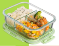 O8-Large <b>Glass</b> Storage <b>Box</b> 1040ml Three Compartment Food Container Microwave Safe Kitchen Use - Product Image 3