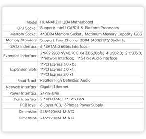 Huanzhi X99 LGA 2011-3 Xeon รองรับ Intel E5 V3 V4เมนบอร์ดทุกรุ่น DDR4 x QD3/X 4 - Product Image 6